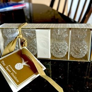 Williams Sonoma pineapple tiny taper holders. Set of 4